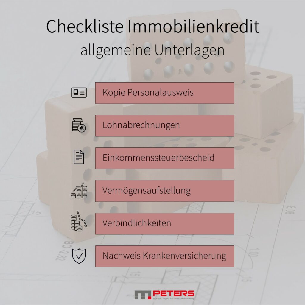 Checkliste: allgemeine Unterlagen für Immobilienkredit