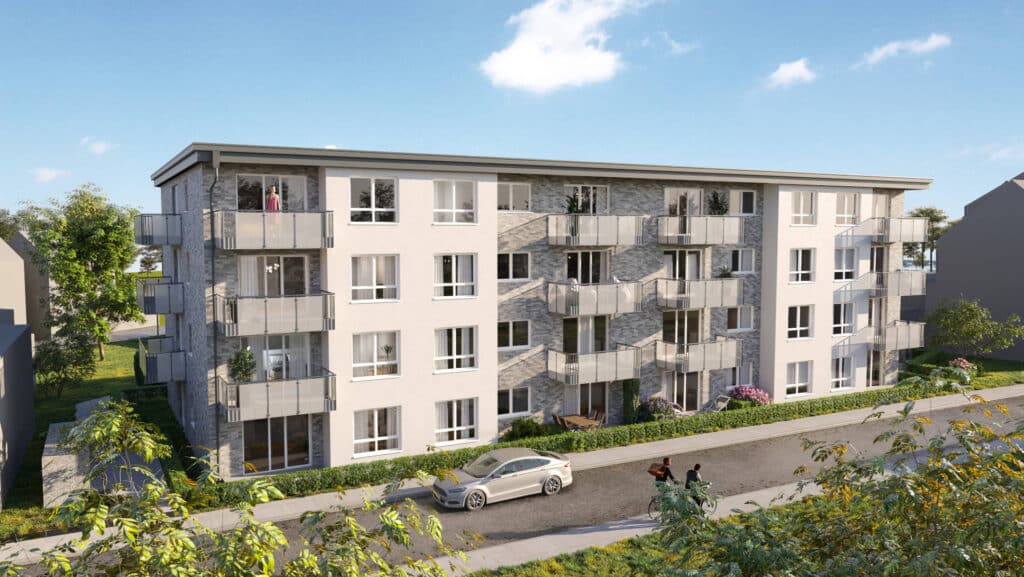 Visualisierung Bauprojekt Höhenberg Dormagen Balkonseite